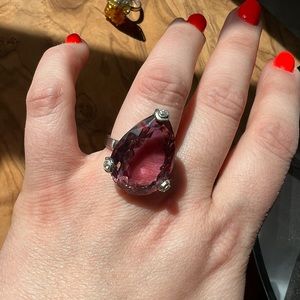 Very large silver statement ring. Natural zultanite ring. Size 8